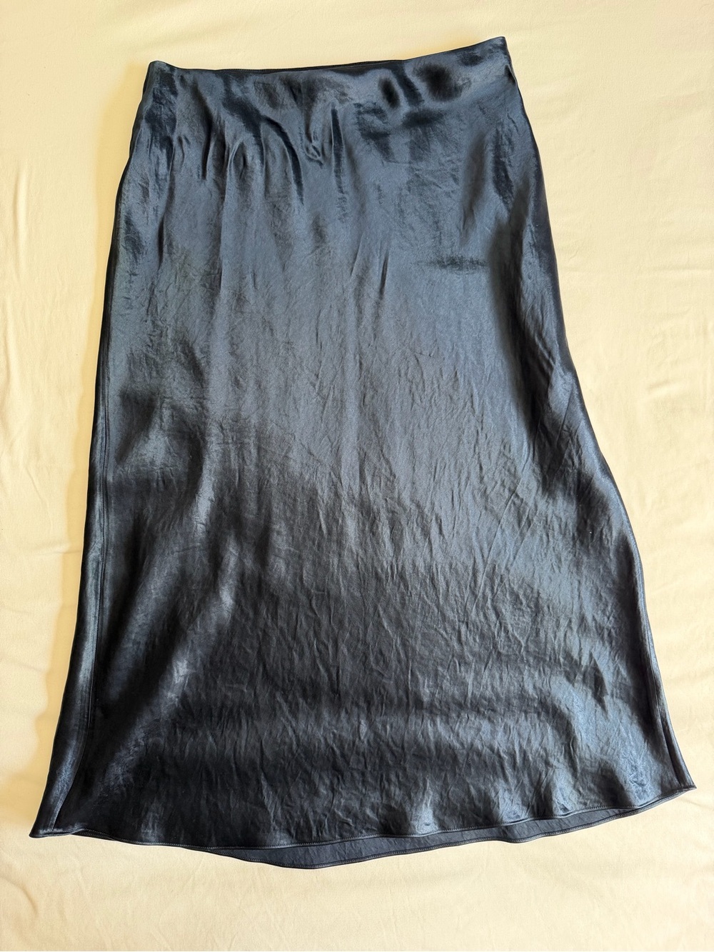 NWT Vince. Navy Coastal Blue Satin Slip Skirt Midi Minimalist